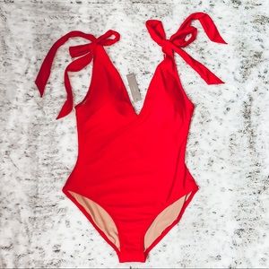 🆕J.Crew- Bow V-Neck Tie Shoulder Swim